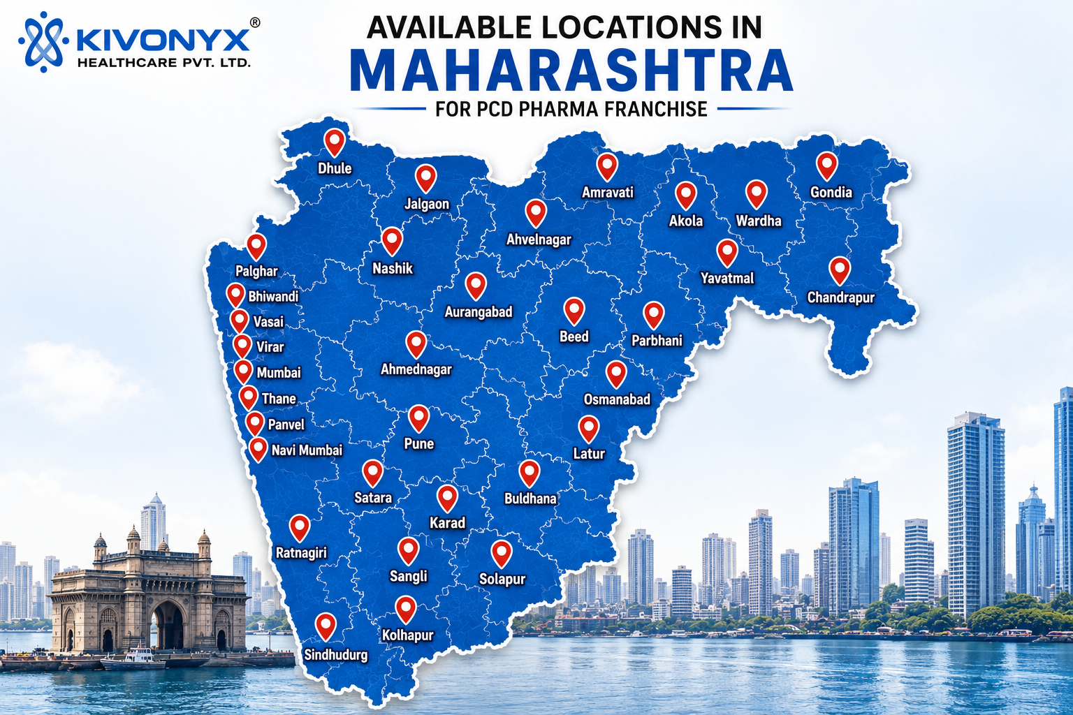 Available Locations in Maharashtra for PCD Pharma Franchise