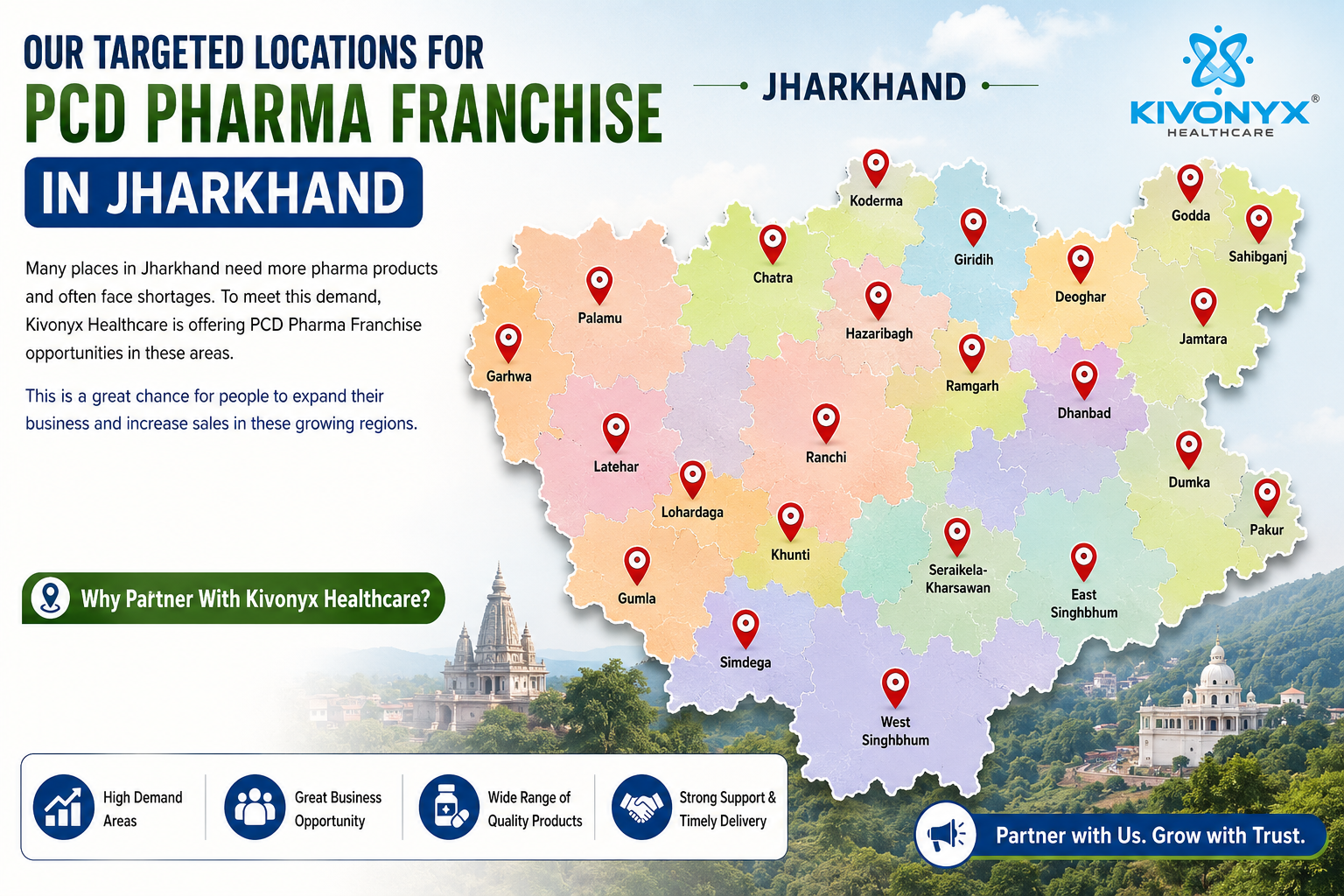 Locations for PCD Pharma Franchise In Jharkhand